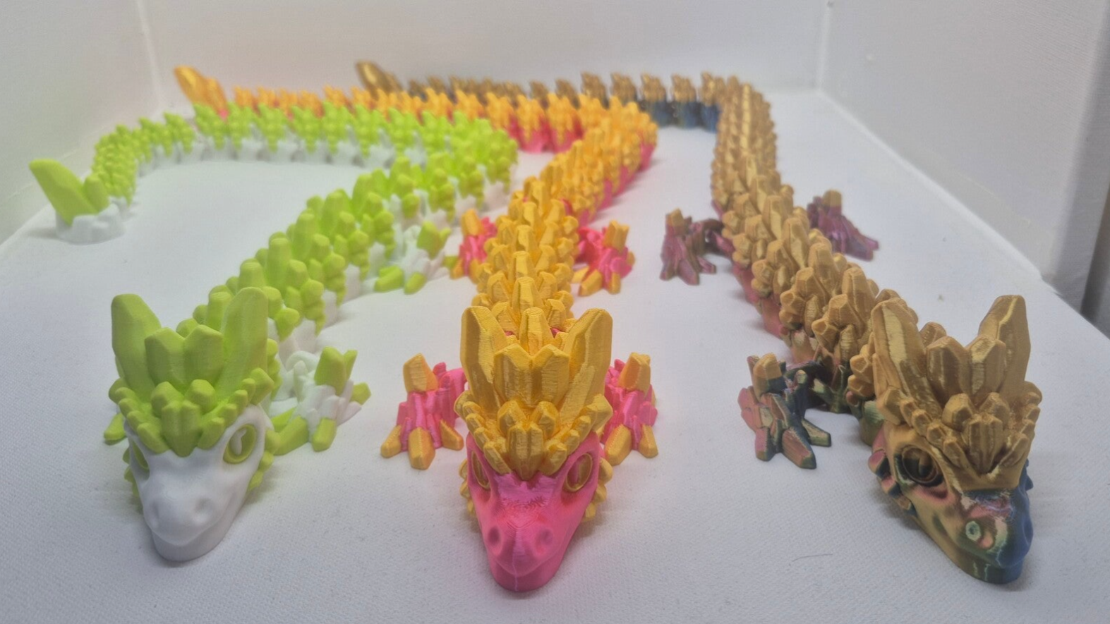 Kristal Draak Fidget - 60 cm - Flexibele 3D Print