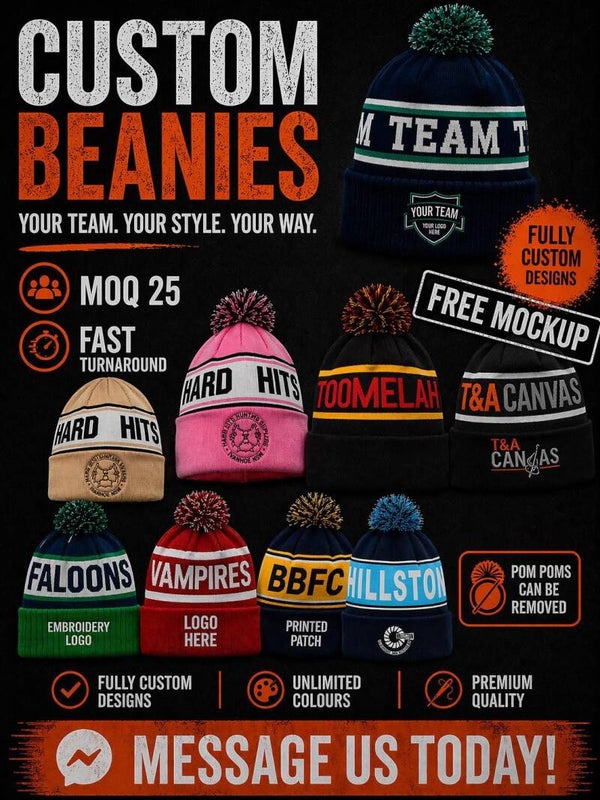 50 x Custom Knit Beanies $15.94 Each inc GST
