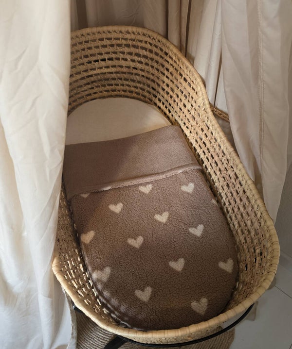 Deken Teddy Hearts Taupe