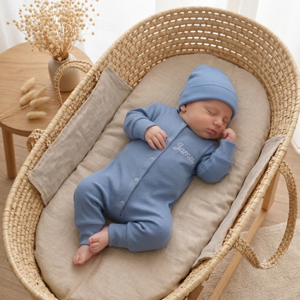 Boxpakje | BabyRib Jeans Blauw met Naam