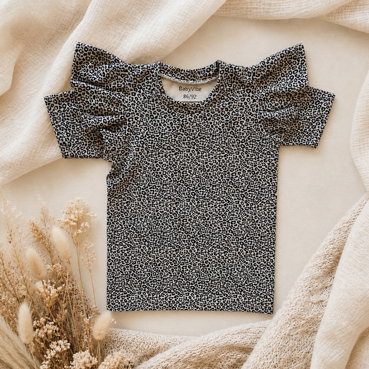 Shirt Leopard Sand | Ruffle optioneel.