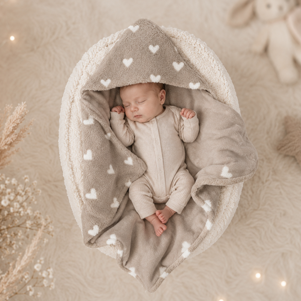 Omslagdoek Teddy Hearts Taupe