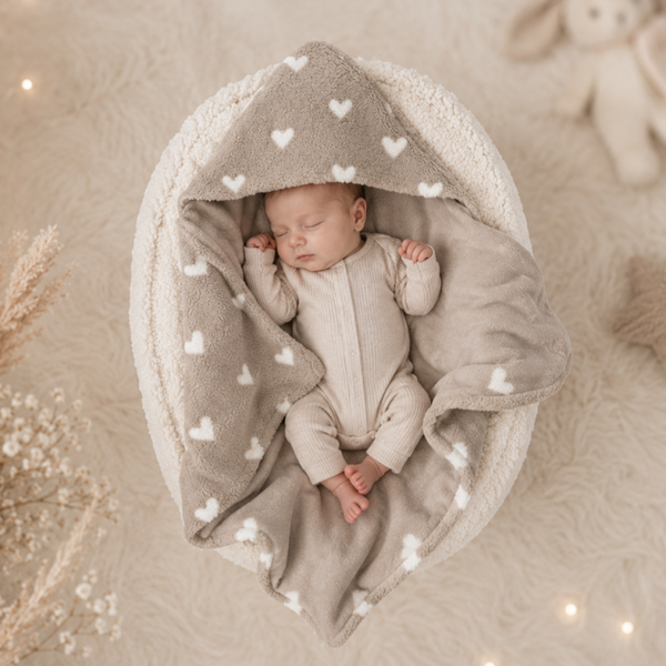Omslagdoek Teddy Hearts Taupe