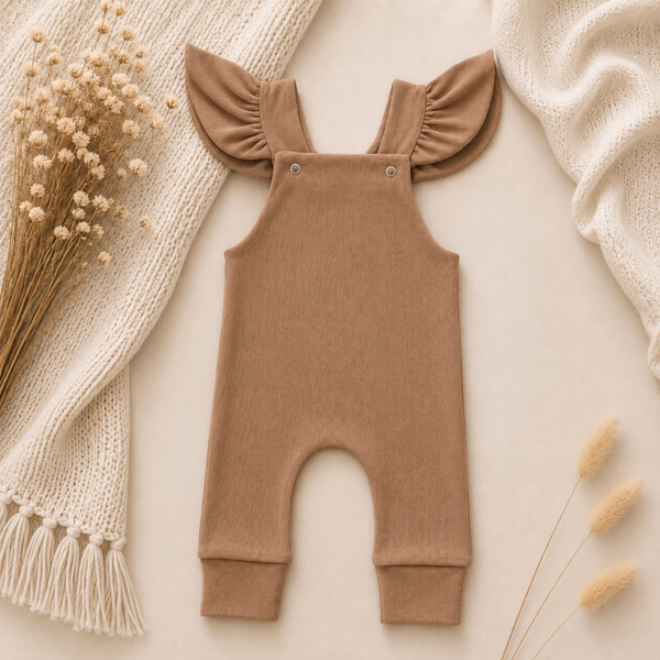 Ruffle Tuinbroekje | BabyRib Cacao