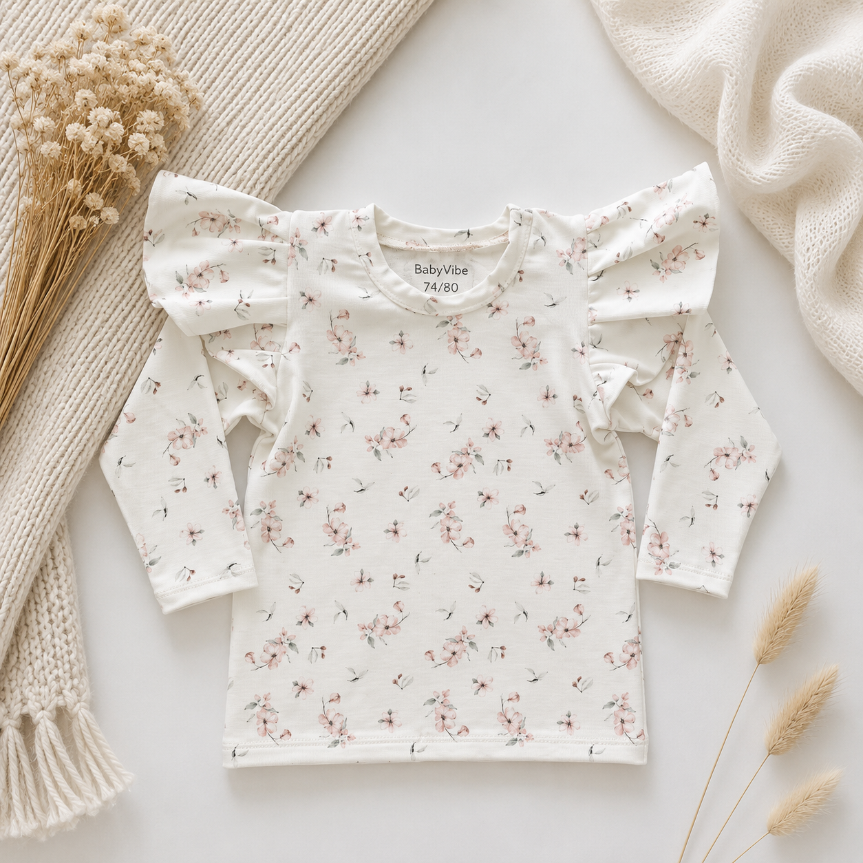 Shirt Kersenbloesem | Ruffle optioneel.