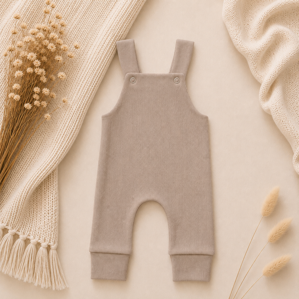 Tuinbroekje | BabyRib Donker Beige