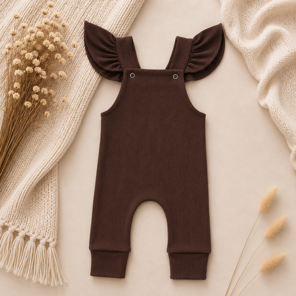 Ruffle Tuinbroekje | BabyRib Donker Bruin