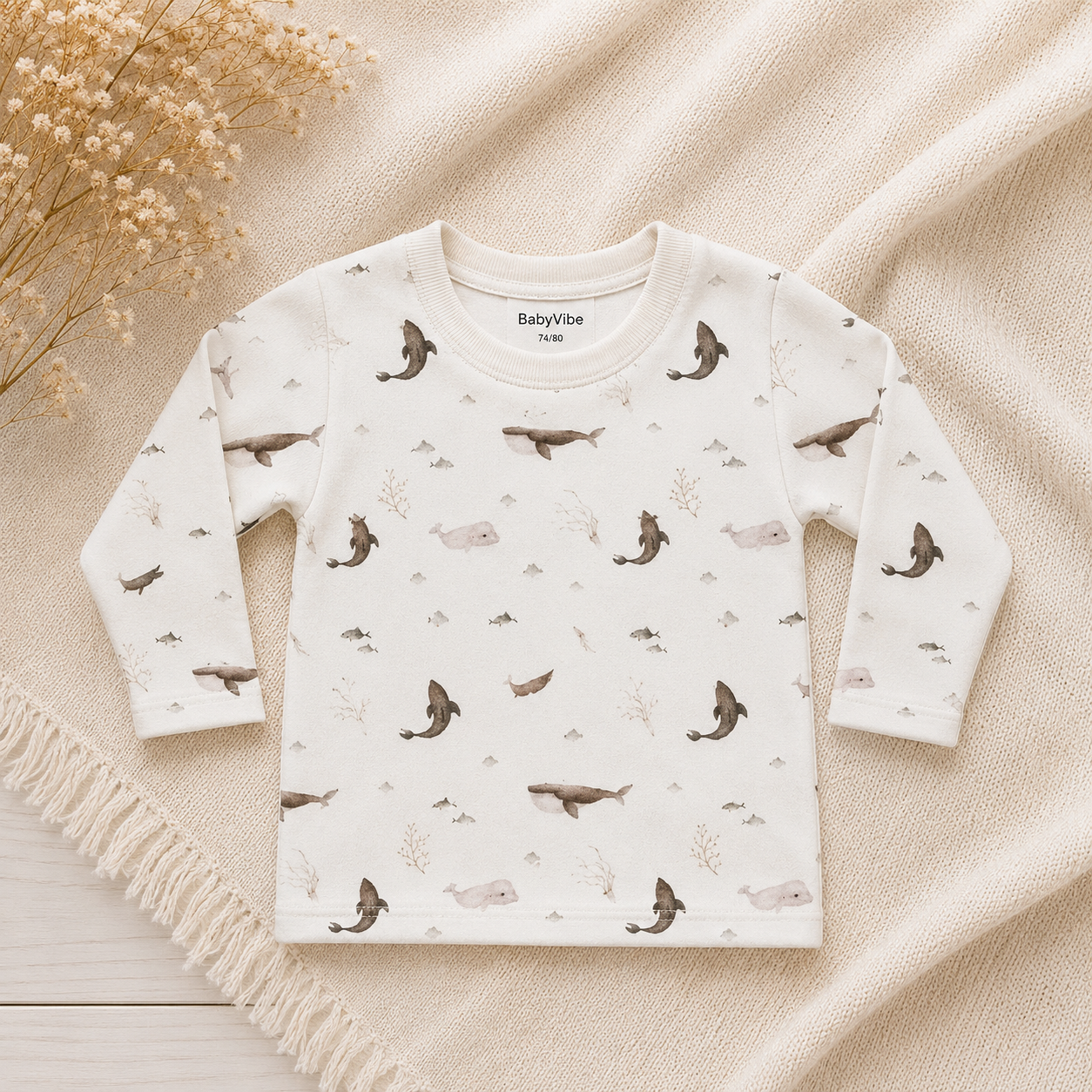 Shirt Brown Sealife | Ruffle optioneel.