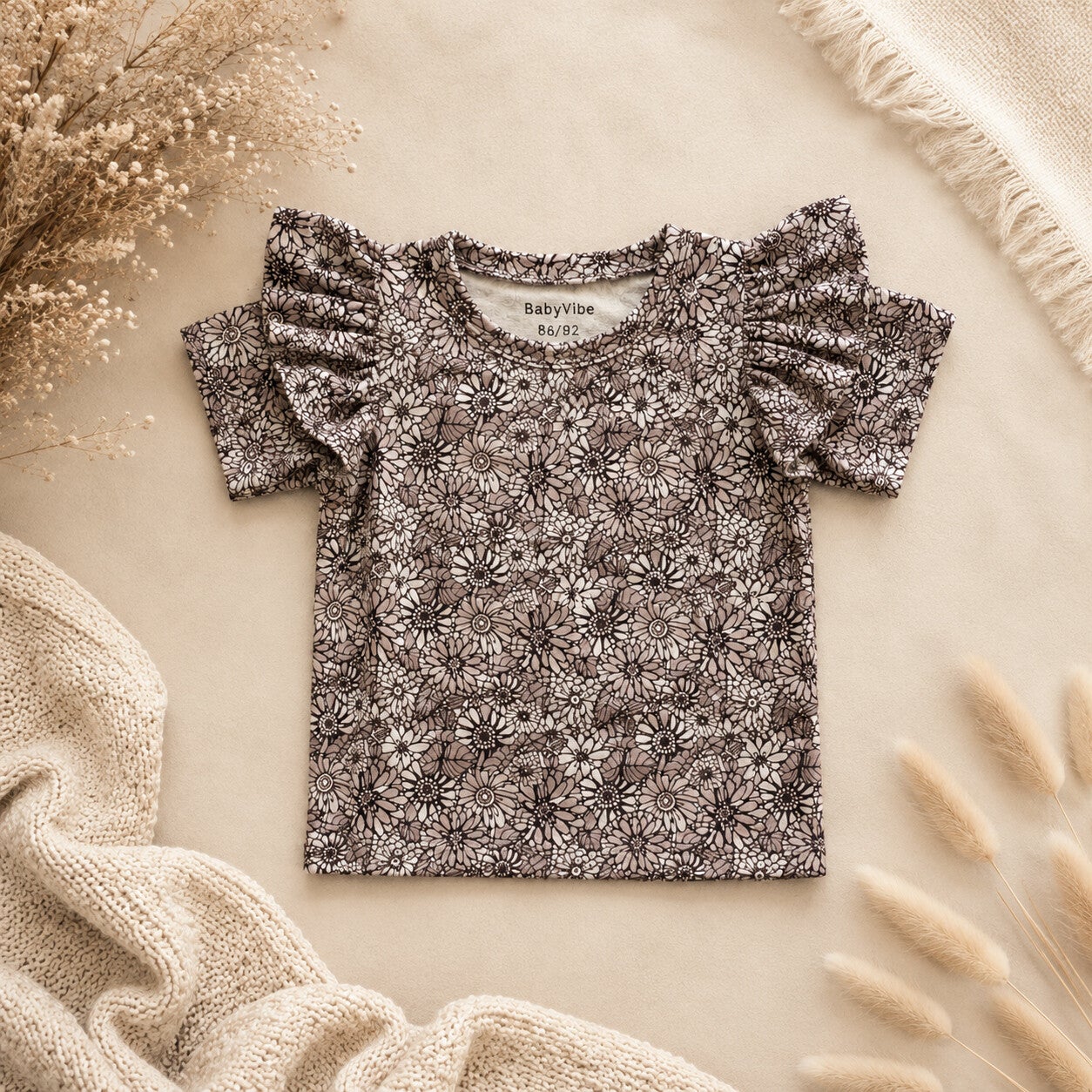 Shirt  Retro Flower | Ruffle optioneel.