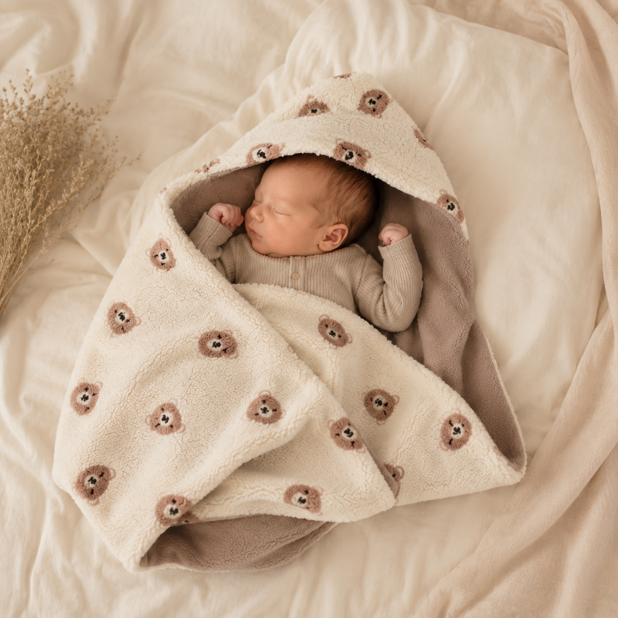 Omslagdoek Teddy Bears Ecru