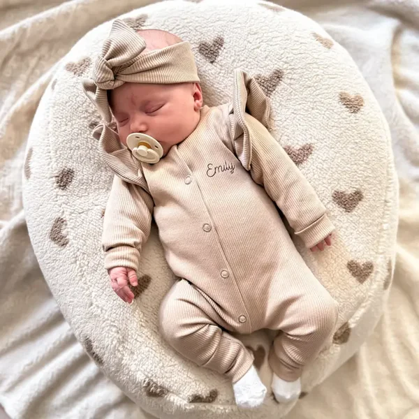 Boxpakje BabyRib Donker Beige + Naam