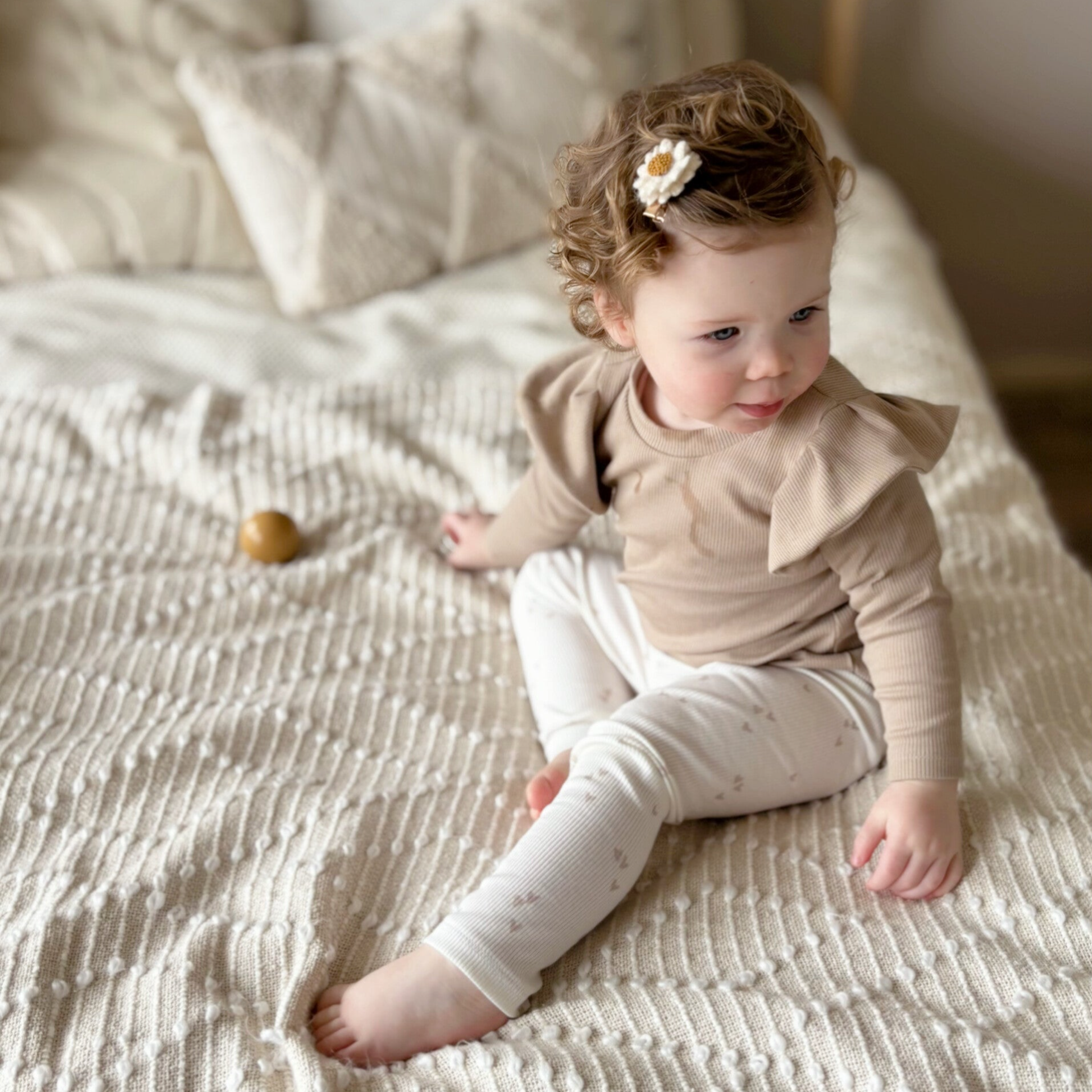 Broekje | BabyRib Beige Hearts