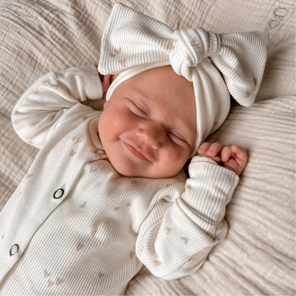 Haarband Babyrib Dark Beige Hearts