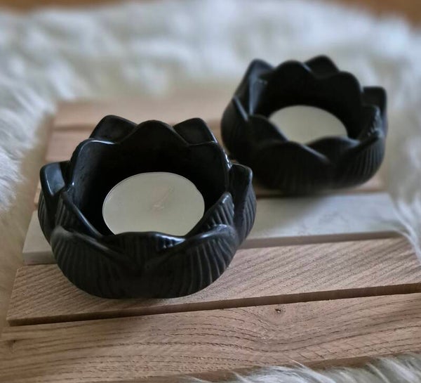 Lotus Teelichthalter 'schwarz'