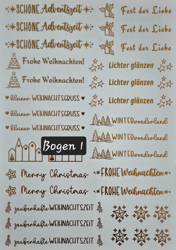 Bedruckte Kerzen Weihnachten gold/schimmernd