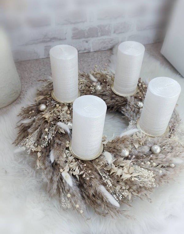 Boho Adventskranz mit Trockenblumen