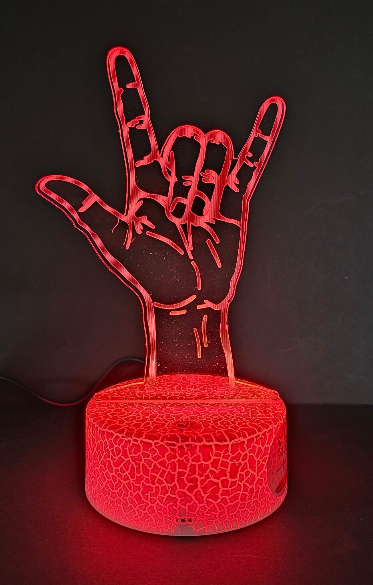 I Love you lampje , wit craquelé voetje