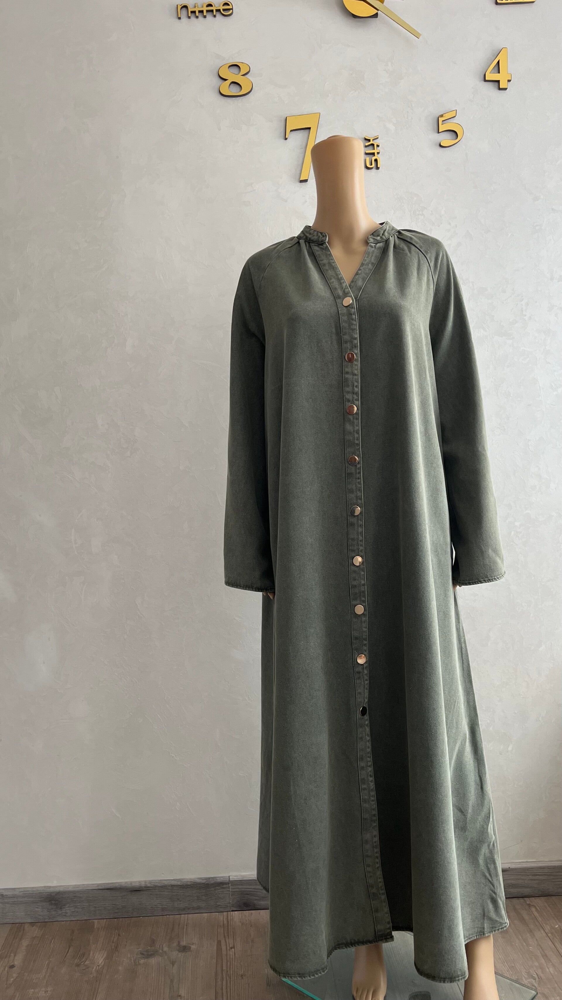 Robe longue en jeans évasée