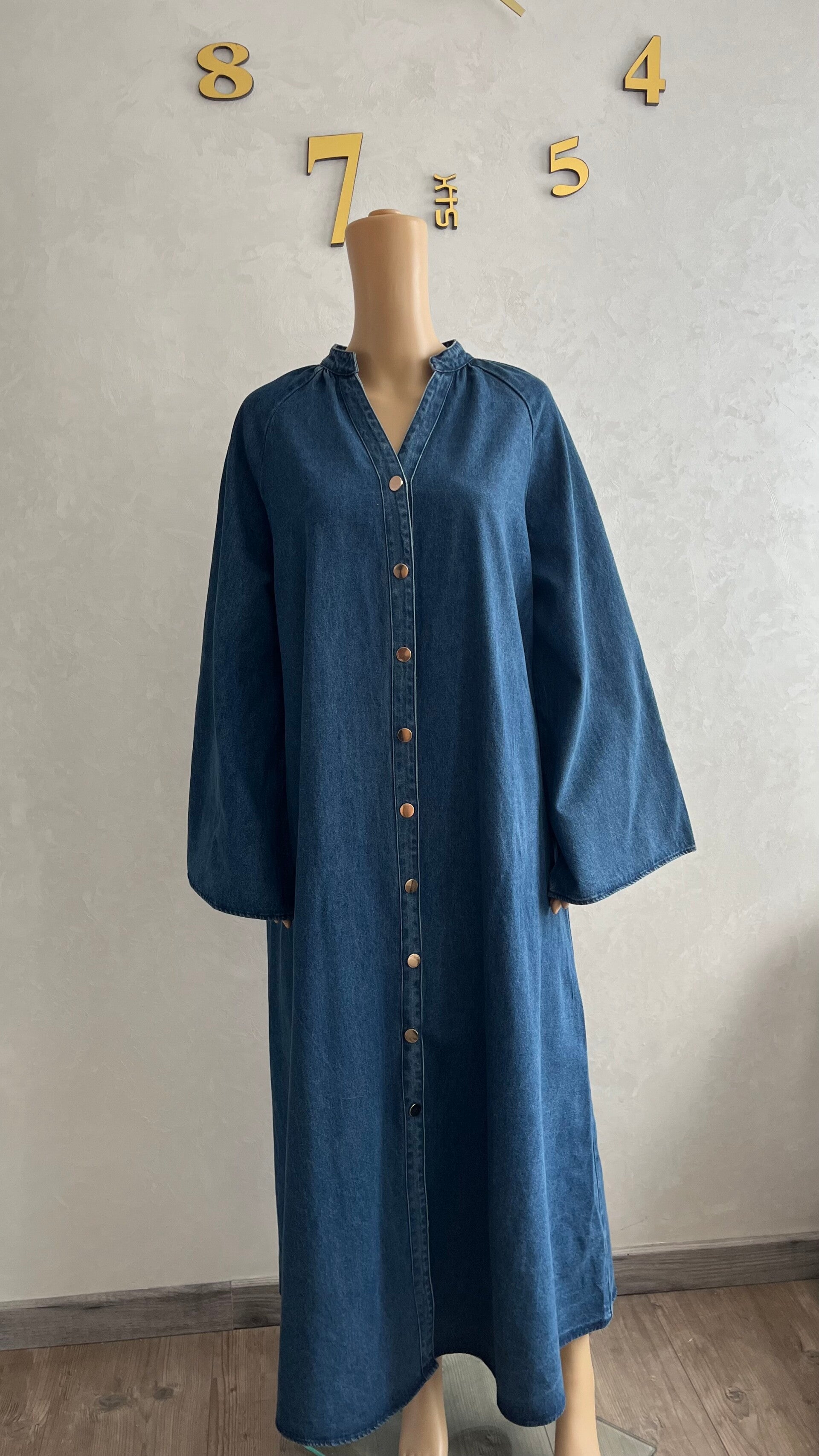 Robe longue en jeans évasée