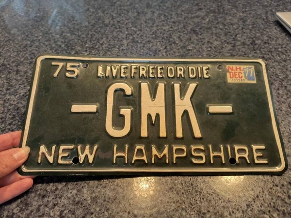 Old New Hampshire vanity plate from 1975