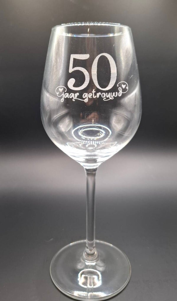 Wijnglas 50 jaar getrouwd