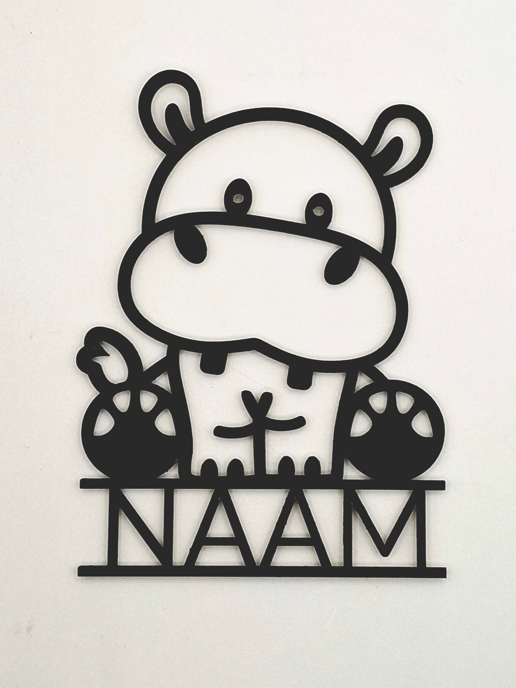 Schattige nijlpaard wanddecoratie 30x40 cm