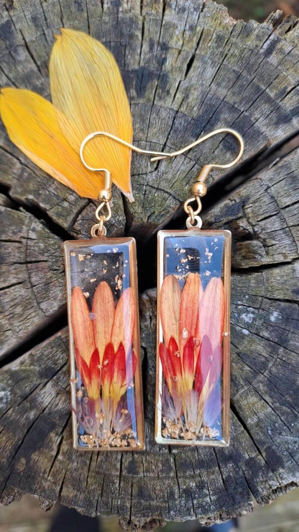 Boucles d'oreilles rectangulaires dorée - acier inoxydable