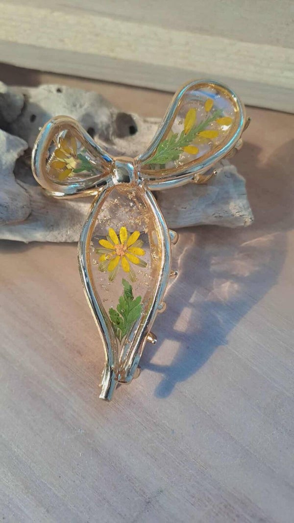 Pince à cheveux nœud - Fleurs de Sanvitalie