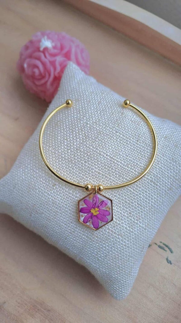 Bracelet jonc fleur de Violette