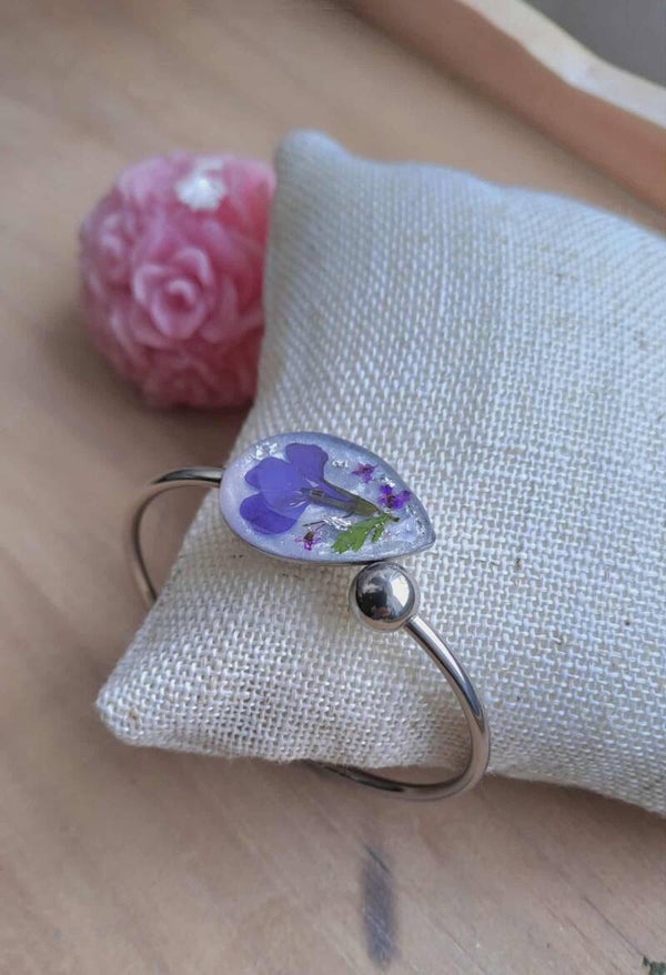 Bracelet en fleurs séchées-Lobélia
