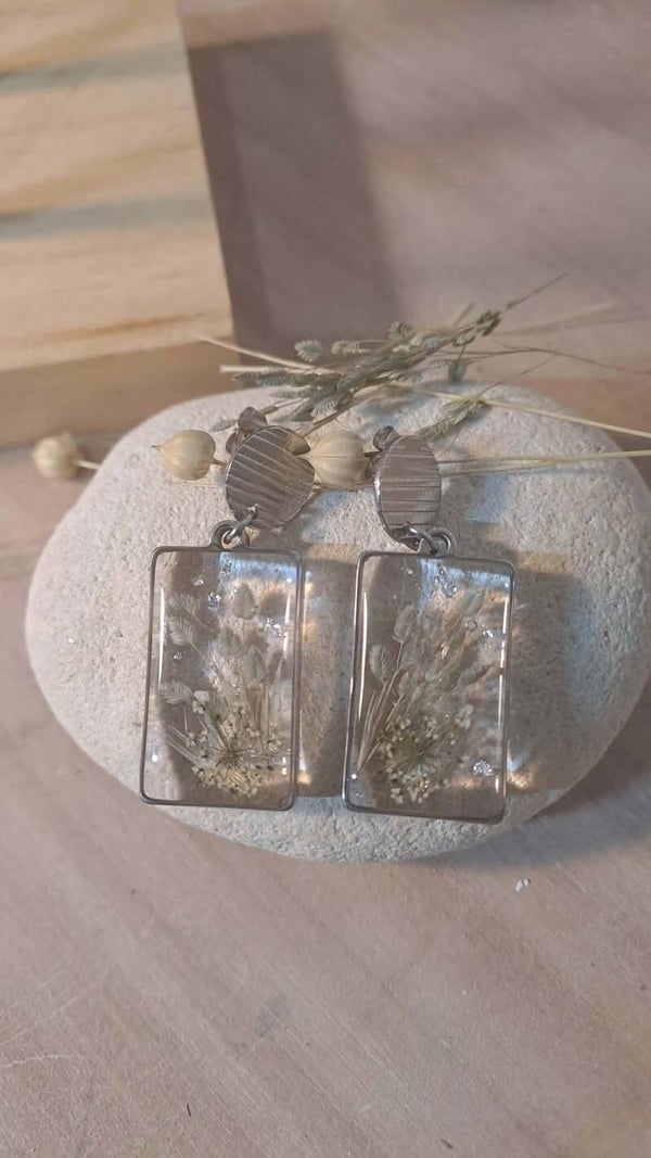🍃Boucles d’oreilles rectangulaire graminées🍃