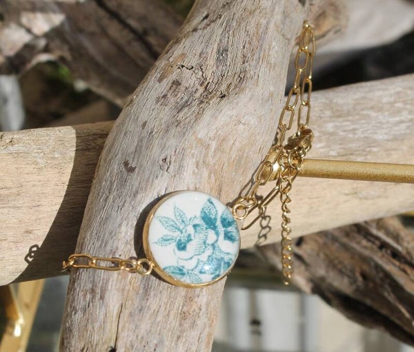 Bracelet fleurs bleues