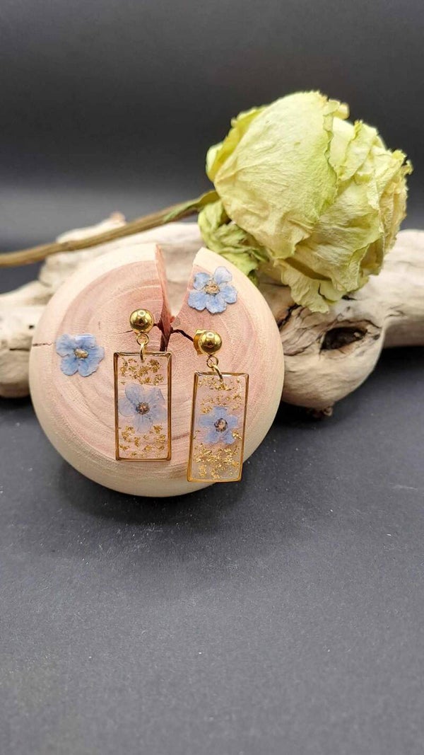 Boucles d'oreilles fleurs de Myosotis