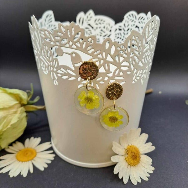 Boucle d'oreilles fleurs jaunes