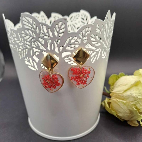 Boucles d'oreilles Cœurs Fleurs de Carottes