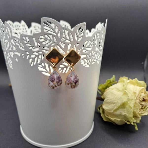 Boucles d'oreilles fleurs de Bruyeres