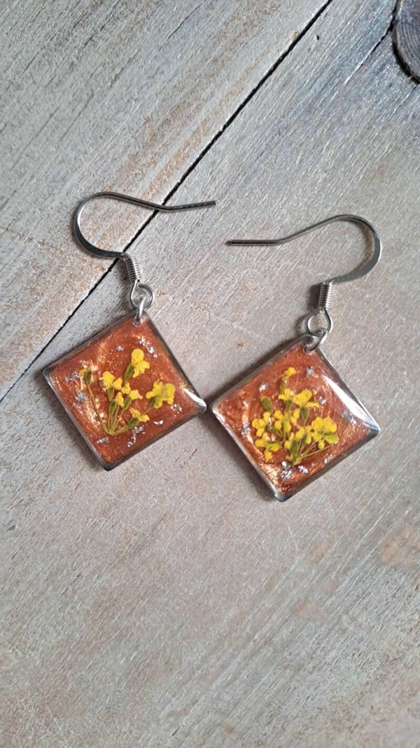 Boucles d'oreilles fleur de carotte sauvage - Argenté