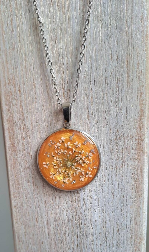 Collier fleur de carotte sauvage - Argenté