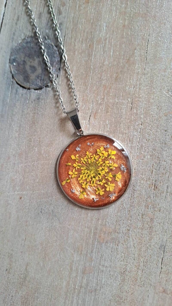 Collier fleur de carotte sauvage - Argenté