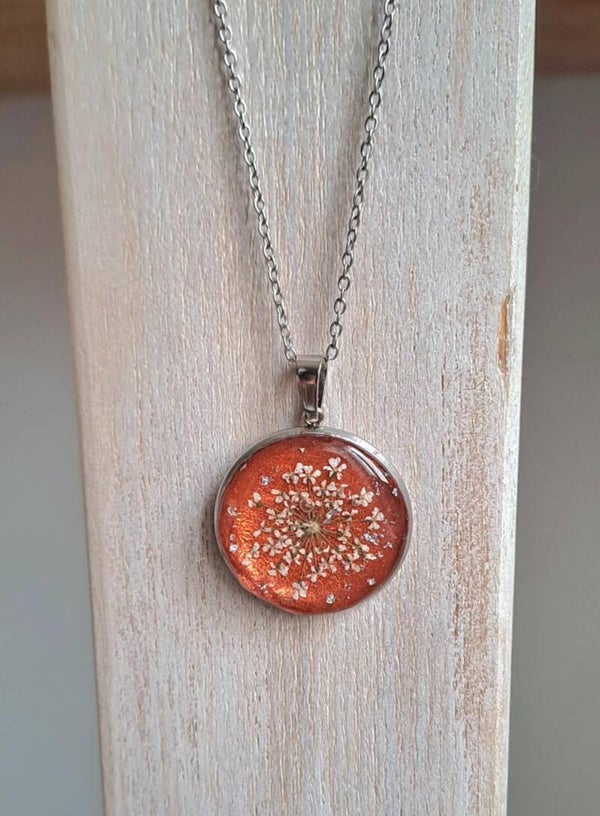 Collier fleur de carotte sauvage - Argenté