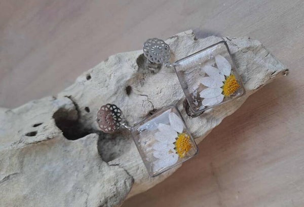Boucles d'oreilles marguerites