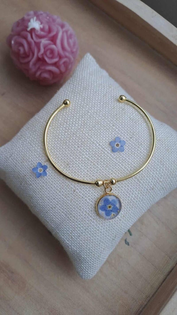Bracelet jonc fleur de Myosotis