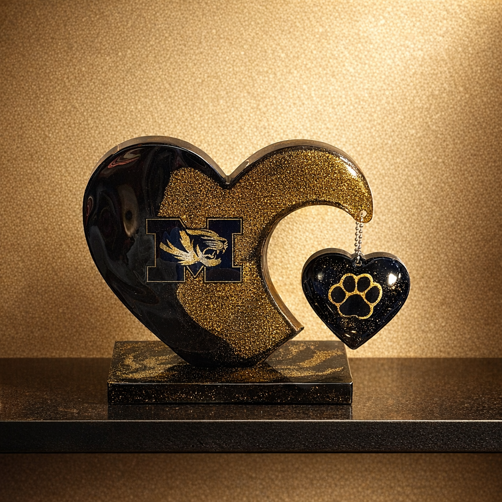 Mizzou Tigers Heart Resin Decor with Paw Charm