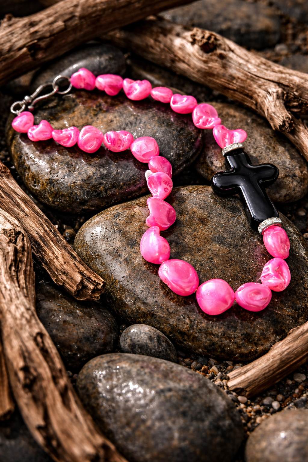 Hot Pink Faith Cross Necklace 9.5” – Bold Christian Statement Jewelry