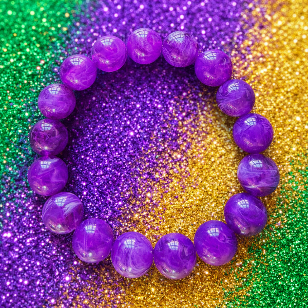 Purple Mardi Gras Beaded Bracelet