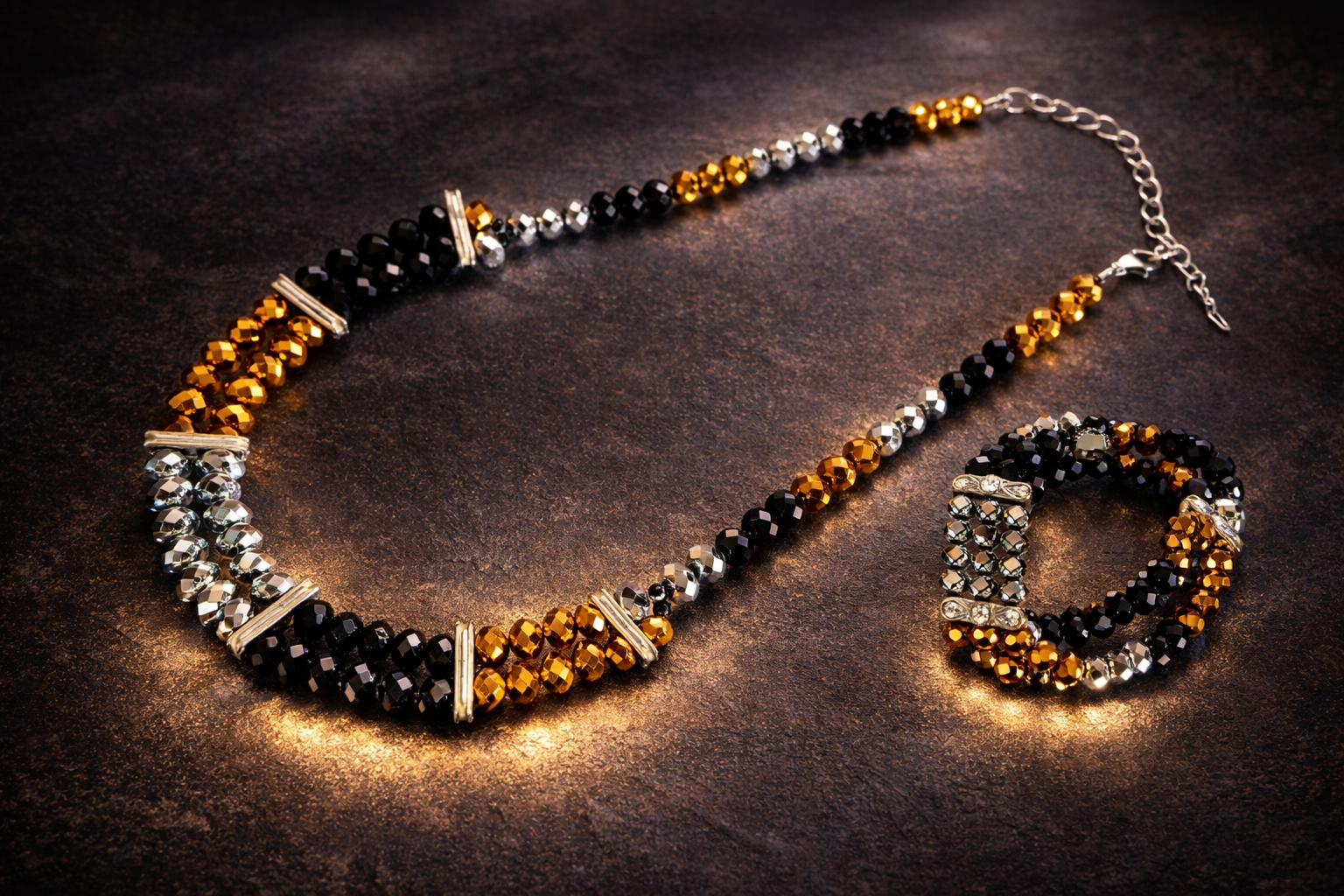 Midnight Ember Necklace & Bracelet Set