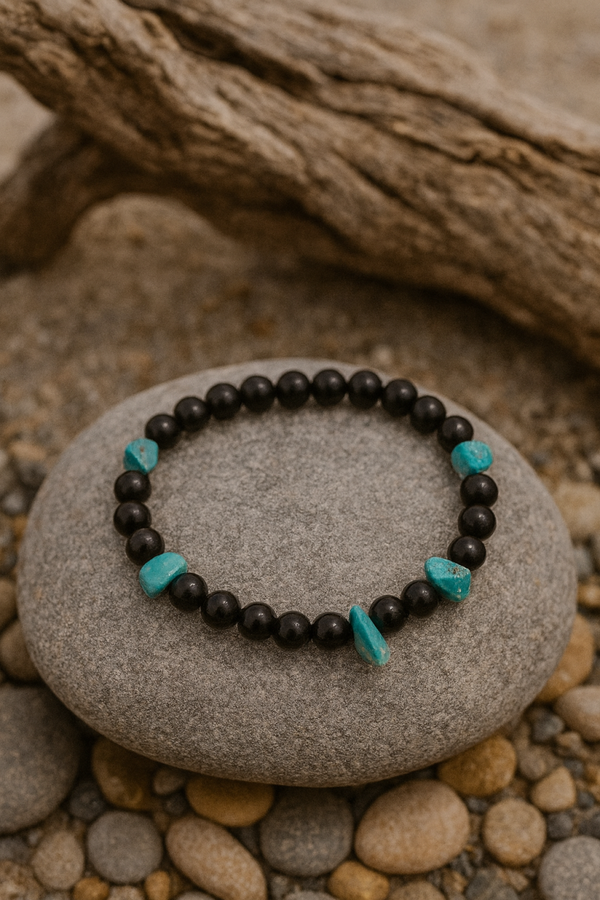 Men’s Turquoise & Onyx Beaded Bracelet
