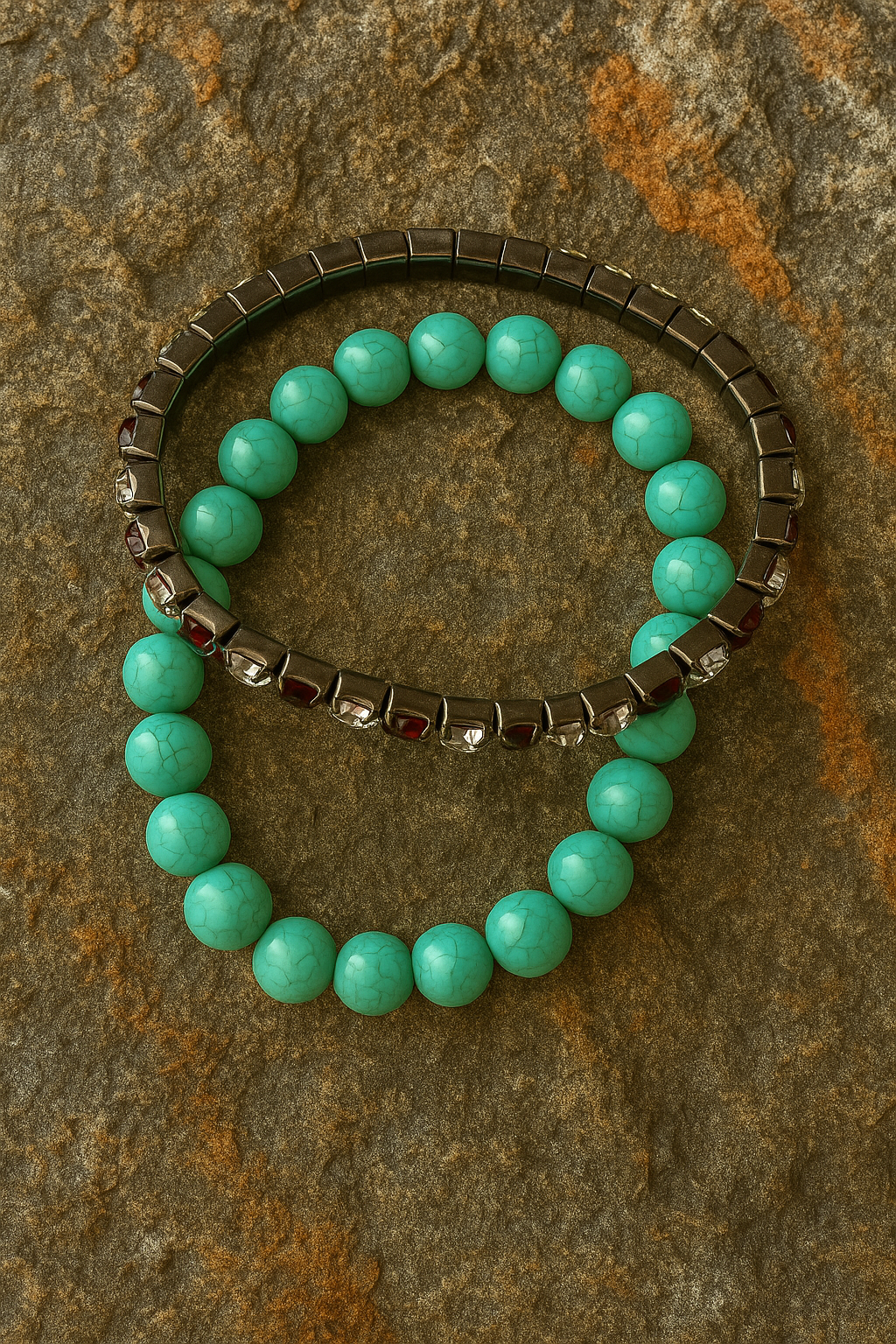 Turquoise and Metallic Harmony Bracelets