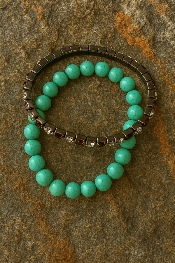 Turquoise and Metallic Harmony Bracelets