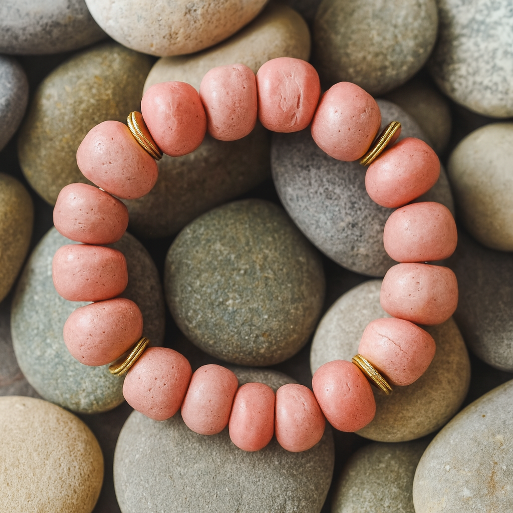 Blush Harmony Bracelet – Handcrafted Beauty with a Golden Touch